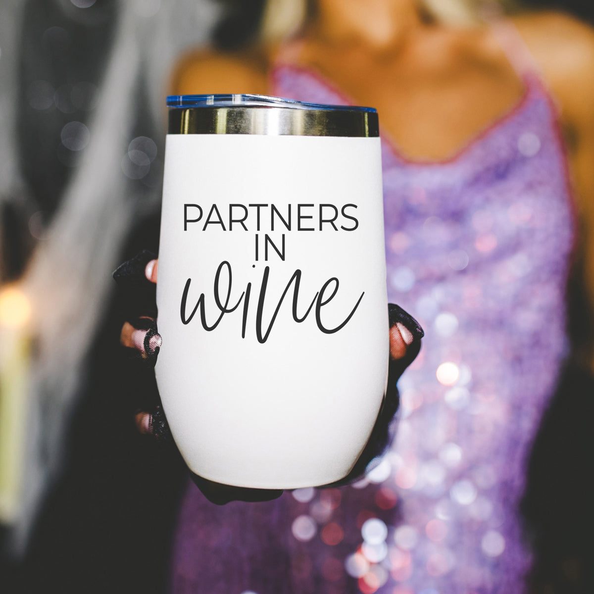 Mom humor partners wine tumbler
Unique design friendship accessories
Hand designed wine drinkware
Mom friend wine accessories